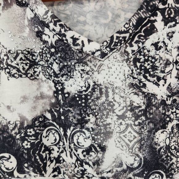 Women's Abstract Print Short Sleeve T-Shirt Blouses Women's Large Appropriate Be - Picture 7 of 8